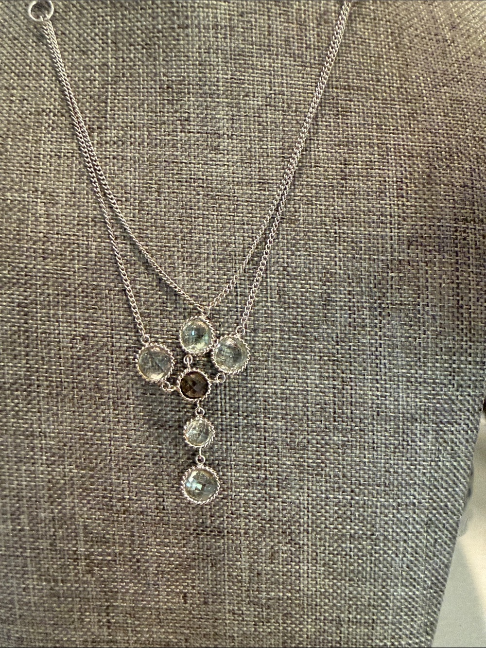 Sterling Silver Multi-Stone Layered Cross Pendant Necklace - Picture 10 of 10